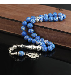 طقم مسبحة وخاتم حجر عقيق فضة خالص #369