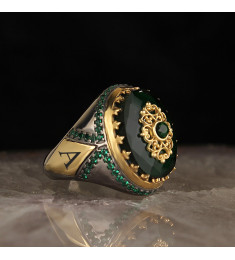 خاتم  زركون فضة خالص بحرف #434