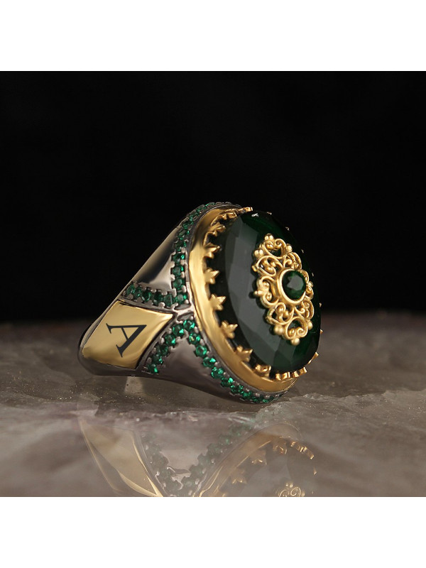 خاتم  زركون فضة خالص بحرف #434