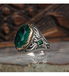  خاتم بحجر بارابيا رجال فضة عيار 925 #942