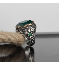  خاتم بحجر بارابيا رجال فضة عيار 925 #942