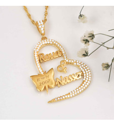 سلسال ذكرى الزواج بإسمين وتاريخ فضة عيار 925 مرصع كريستال #239