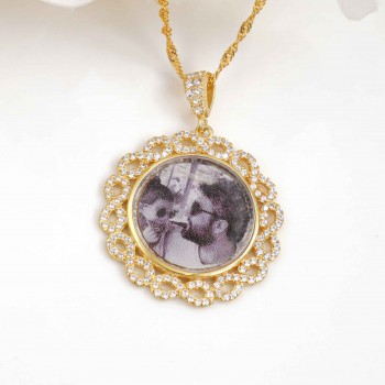 سلسال فضة خالص بصورة مرصع كريستال #265