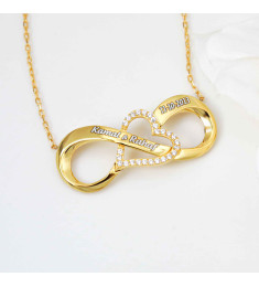 سلسال فضة خالص باسمين وتاريخ مرصع بالكريستال #173