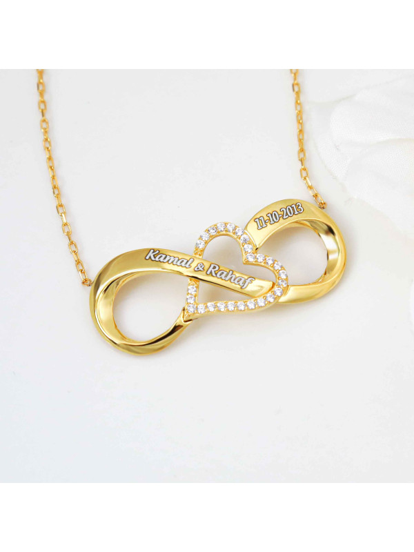 سلسال فضة خالص باسمين وتاريخ مرصع بالكريستال #173