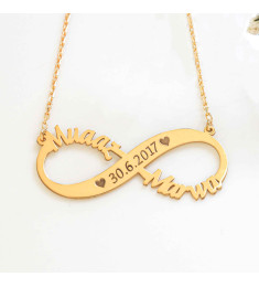 سلسال فضة خالص باسمين وتاريخ #904