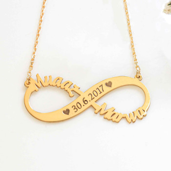 سلسال فضة خالص باسمين وتاريخ #904