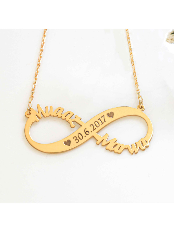 سلسال فضة خالص باسمين وتاريخ #904