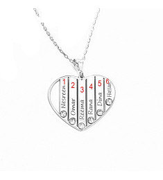 سلسال بخمس اسماء بكريستال ملون #901