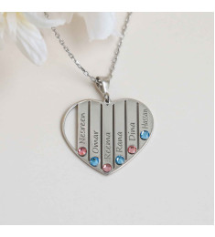 سلسال بخمس اسماء بكريستال ملون #901