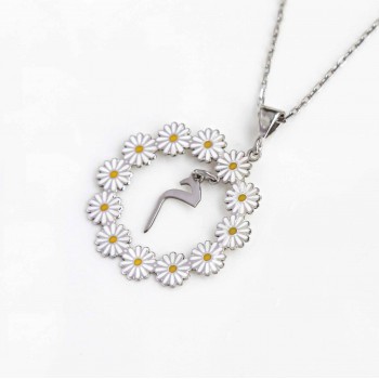 سلسال الزهر فضة خالص بحرفين او بحرف #182 