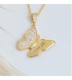 سلسال فضة خالص فراشة بإسم #266