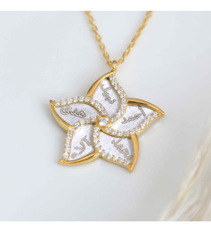 سلسال زهرة العائلة فضة عيار 925 بخمس اسماء #274