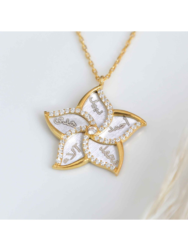 سلسال زهرة العائلة فضة عيار 925 بخمس اسماء #274