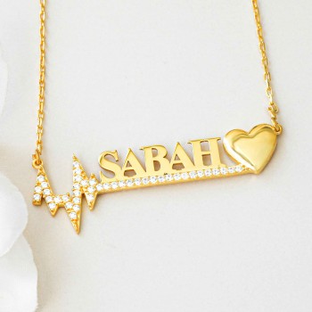 سلسال فضة خالص باسم مرصع بالكريستال #168