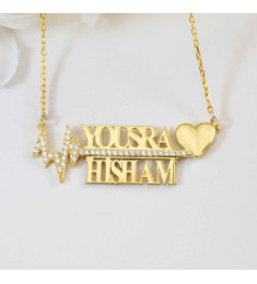 سلسال نبض القلب فضة خالص بإسمين #294