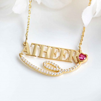 سلسال فضة خالص باسم مرصع بالكريستال #169