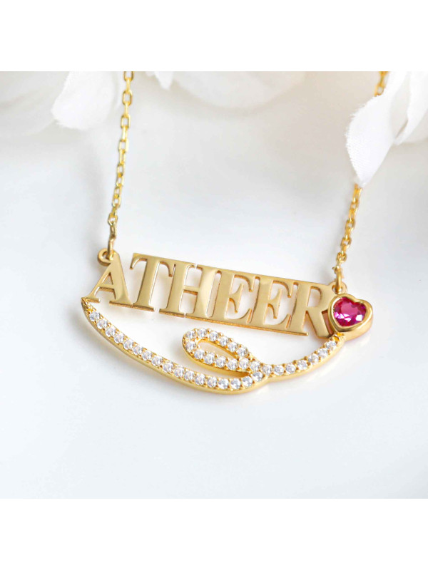 سلسال فضة خالص باسم مرصع بالكريستال #169