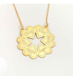 سلسال فضة خالص بخمس اسماء #394