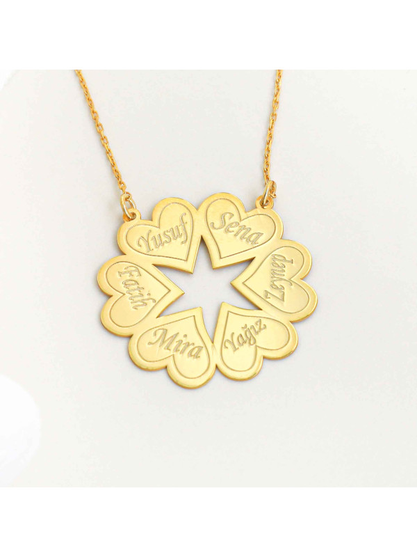 سلسال فضة خالص بخمس اسماء #394