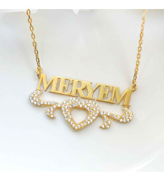 سلسال فضة خالص باسم مرصع بالكريستال #166