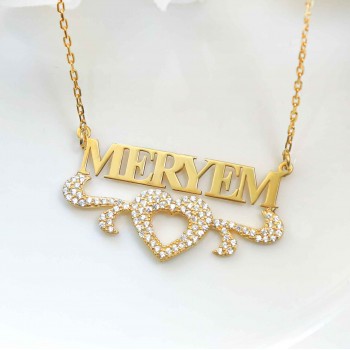 سلسال فضة خالص باسم مرصع بالكريستال #166