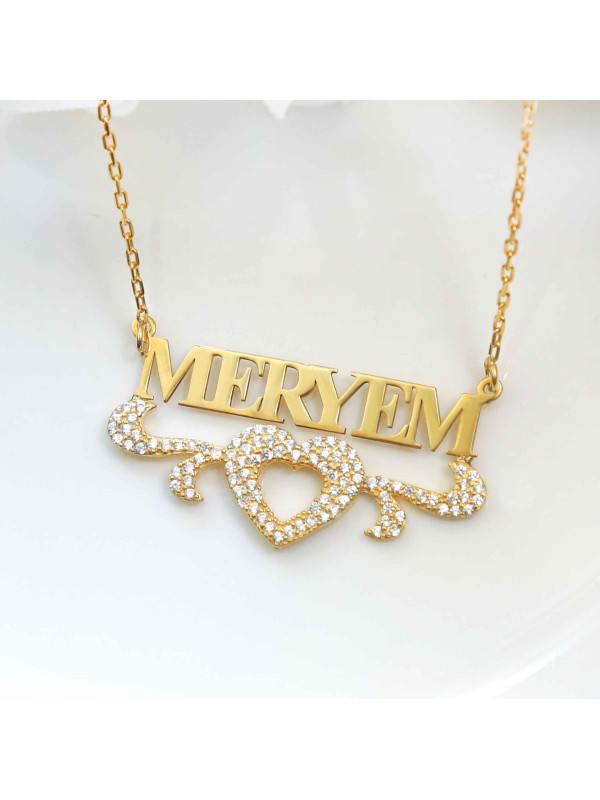 سلسال فضة خالص باسم مرصع بالكريستال #166