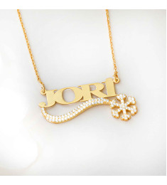 سلسال فضة خالص باسم مرصع بالكريستال #167