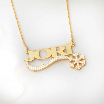 سلسال فضة خالص باسم مرصع بالكريستال #167