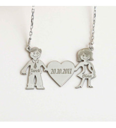 سلسال فضة خالص باسمين وتاريخ #183