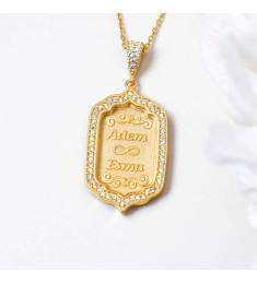  سلسال فضة خالص بإسمين او اسم مرصع بالكريستال #246