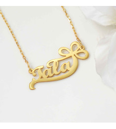 سلسال فضة خالص بإسم بشكل هدية  #151