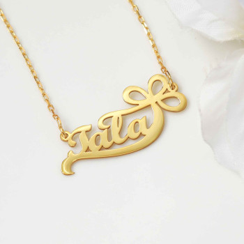 سلسال فضة خالص بإسم بشكل هدية  #151