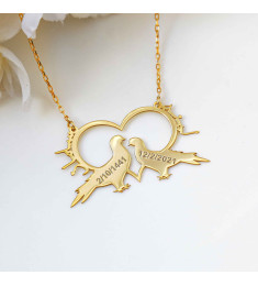 سلسال فضة خالص باسمين وتاريخ #193