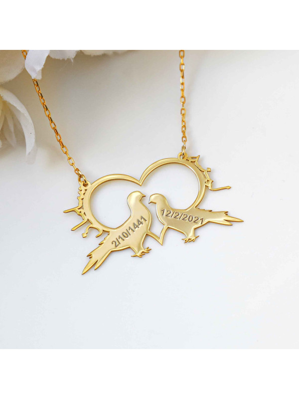 سلسال فضة خالص باسمين وتاريخ #193