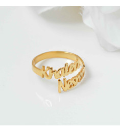 خاتم فضة خالص بإسمين #431