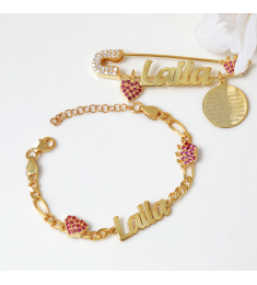 طقم اطفال بروش واسوارة تاج وقلب فضة عيار 925  #1501