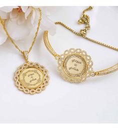 طقم انفنتي الحب فضة عيار 925 بإسمين مرصع بالكريستال #260