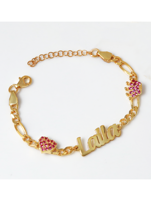 اسوارة بالاسم تاج وقلب فضة خالص  #705