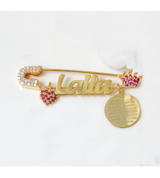 بروش تاج وقلب فضة خالص بالكريستال  #1031