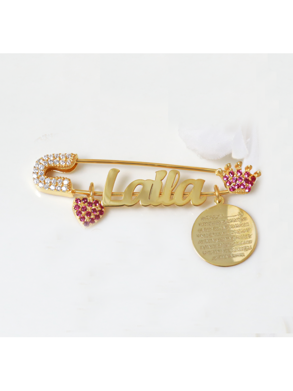 بروش تاج وقلب فضة خالص بالكريستال  #1031