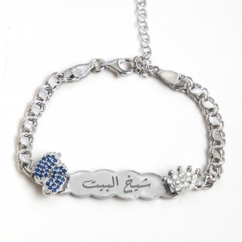 اسوارة يد ورجل فضة خالص بالكريستال #920