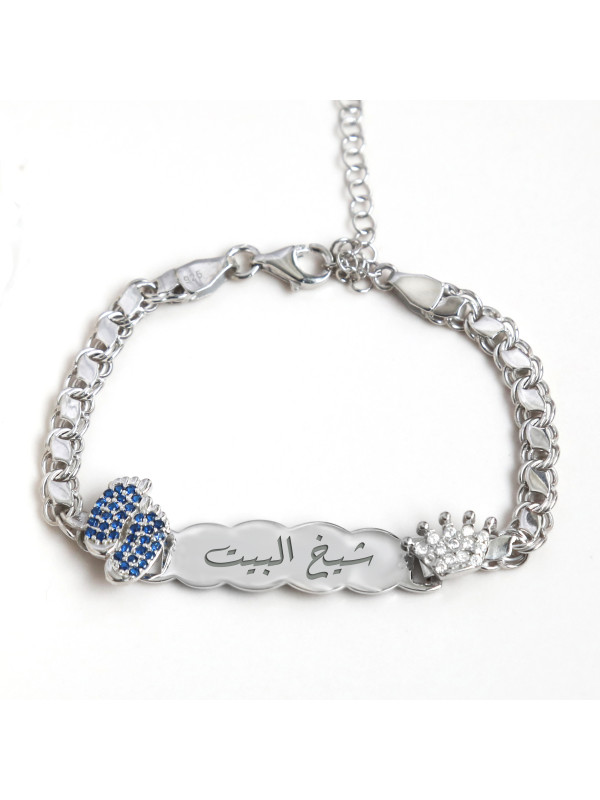 اسوارة يد ورجل فضة خالص بالكريستال #920