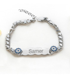 اسوارة خرز ازرق فضة خالص بالكريستال #528