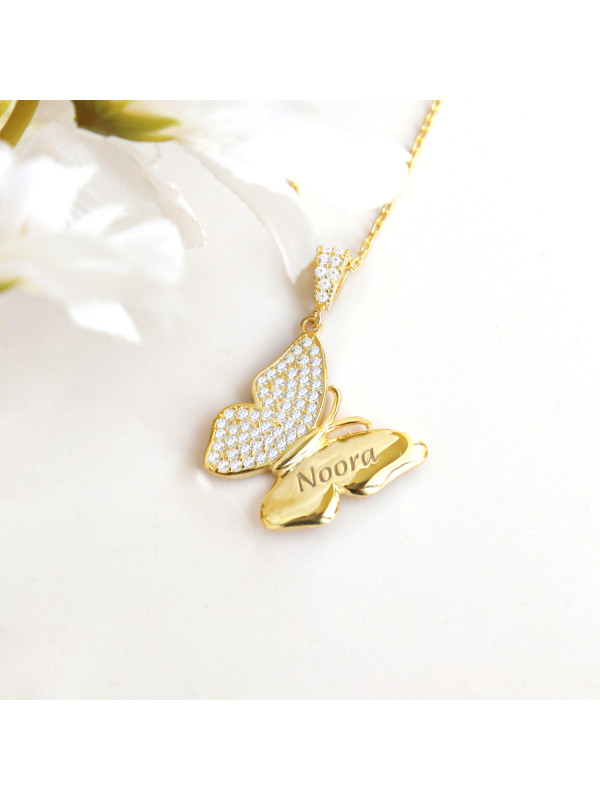 سلسال فضة خالص فراشة بإسم #285