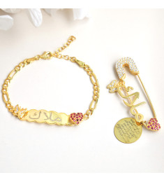 بروش واسوارة فضة خالص بالكريستال  #730