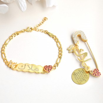 بروش واسوارة فضة خالص بالكريستال  #730