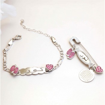 بروش واسوارة فضة خالص بالكريستال  #945