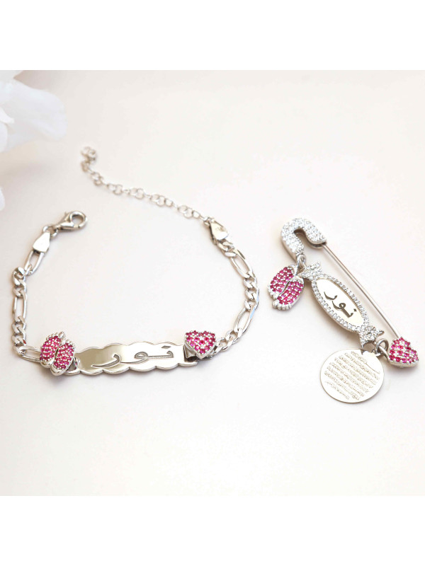 بروش واسوارة فضة خالص بالكريستال  #945