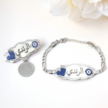 بروش واسوارة فضة خالص بالكريستال  #984